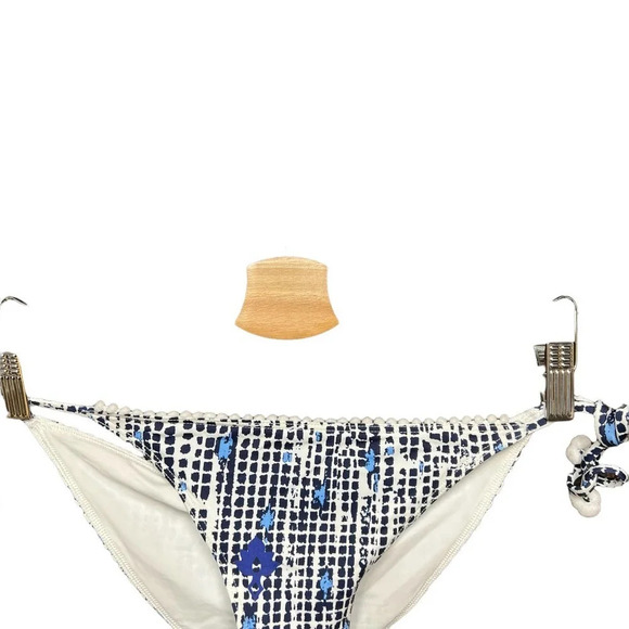 Poupette St. Barth Lucy Pom Trim Dotted Bikini‎ Bottom Navy Blue Size XS - Picture 3 of 11